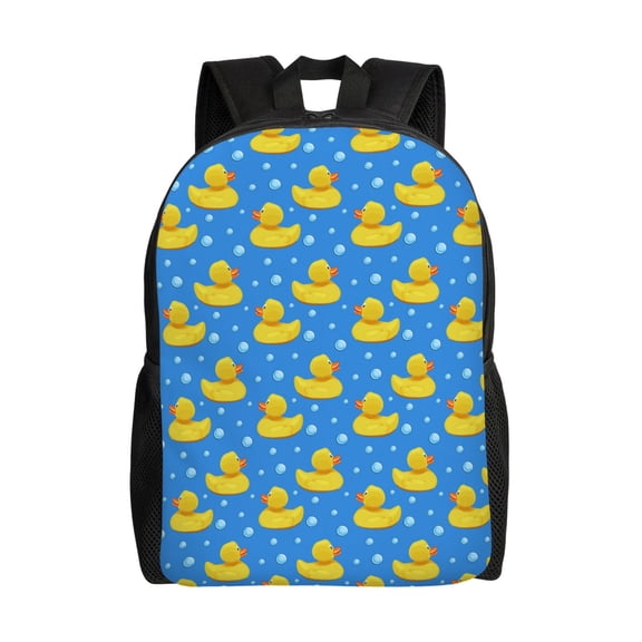 Defioc Cute Yellow Rubber Ducks Print Backpack -Travel,or Work Bookbag Daypacks with 15-Inch Laptop Sleeve and Dual Water Bottle Pockets