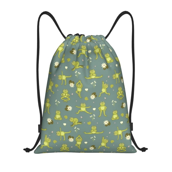 Defioc Cute Yoga Frogs for Drawstring Backpack Sports Gym Bag for Women Men Children Adult Sackpack Yoga Bag for Wet Swimming,Gym,and Workout Gear -Small