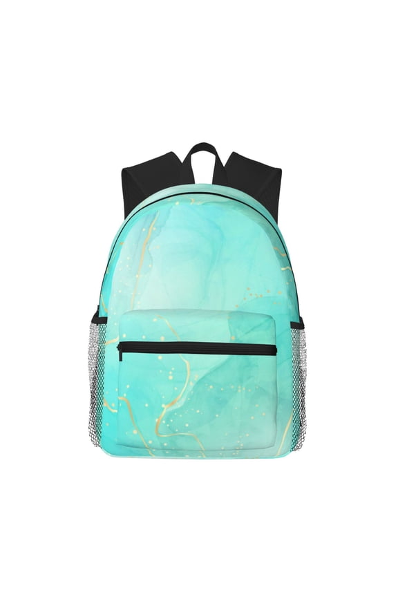 Cyan Mint Marble Pattern Laptop Backpack for Men and Women,Casual Backpack Dayback Sports Bookbag for Travel Running Hiking