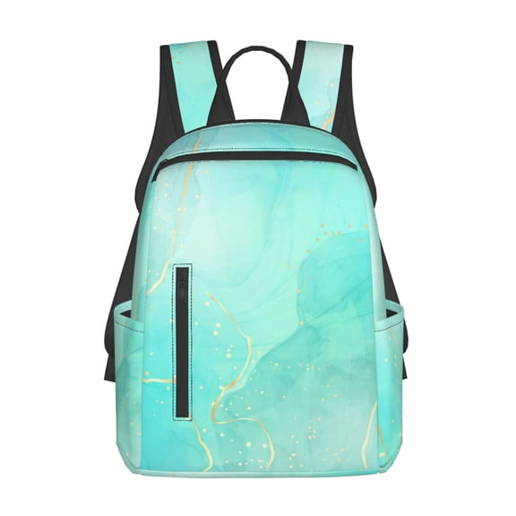 Defioc Cyan Mint Marble Pattern Travel Laptop Backpack,Lightweight Backpack Travel Hiking Daypack Backpack Work Bag for Men Women