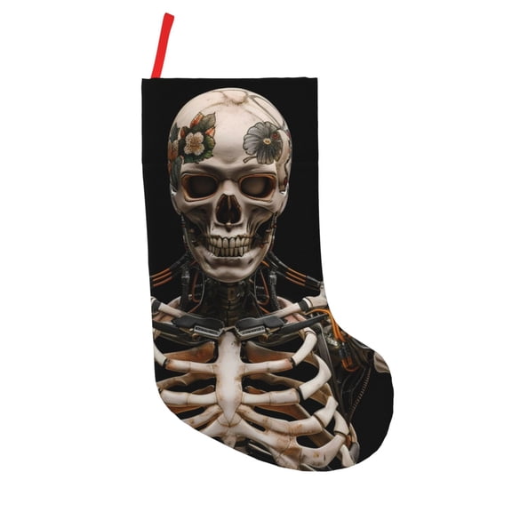 Defioc Cyber Skeleton With Tattoos for Christmas Stockings 18" Personalized Holiday Stocking for Family, Farmhouse Decor, Xmas Tree Decoration, 1 Pack