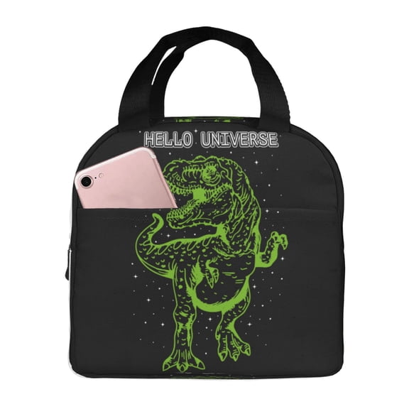 Defioc DINOSAUR IN SPACE Print Lunch Box,Lunch Bag for Women Men Reusable Insulated Lunch Tote for Work/Office/Picnic/Travel