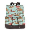 thumbnail image 1 of Defioc Dachshund Christmas Play Print PU Leather Backpack,Backpack Purse for Women Fashion Multipurpose Design Handbag Ladies Bags Travel Backpack, 1 of 4
