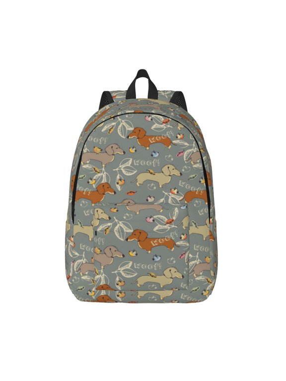 Dachshund Dog Bird for Canvas Backpack,Travel Rucksack Unisex Knapsack Laptop Backpack for Work & College -Medium
