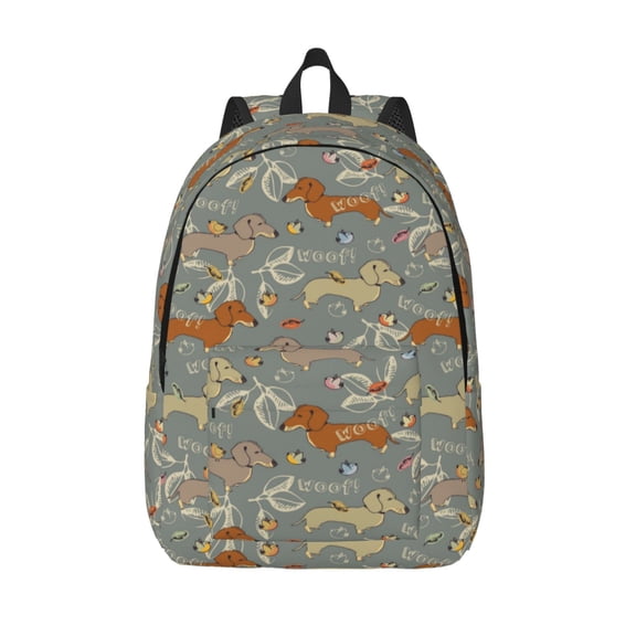 Defioc Dachshund Dog Bird for Canvas Backpack,Travel Rucksack Unisex Knapsack Laptop Backpack for Work & College -Small