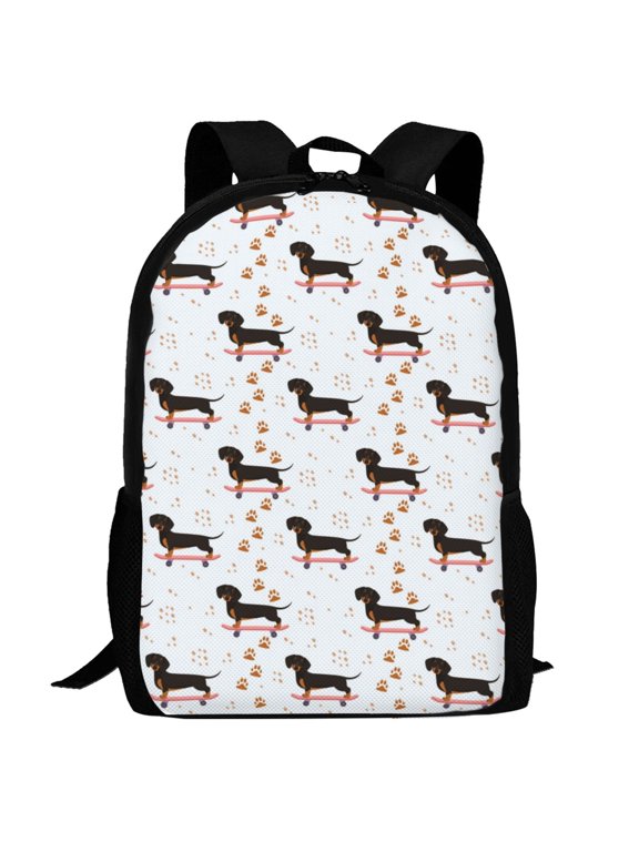 Dachshund Dog Pattern Carry on Backpack,16.5x12.5x5.5 Personal Item Bag Carry On Backpack Water Resistant Lightweight Daypack