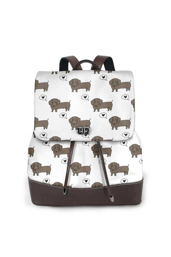 Dachshund Dog Print PU Leather Backpack,Backpack Purse for Women Fashion Multipurpose Design Handbag Ladies Bags Travel Backpack