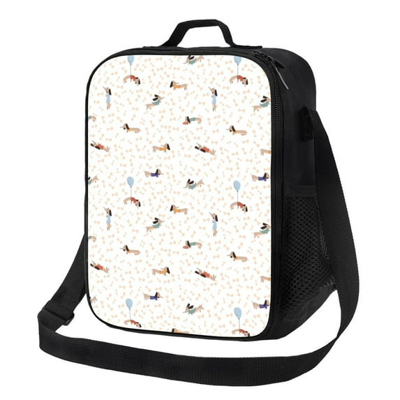 Defioc Dachshund Dog Puppy Print Lunch Box for Men & Women, Insulated Lunch Bag Thickened Thermal Leakproof Lunch Tote Bag for Adult Office Travel Picnic