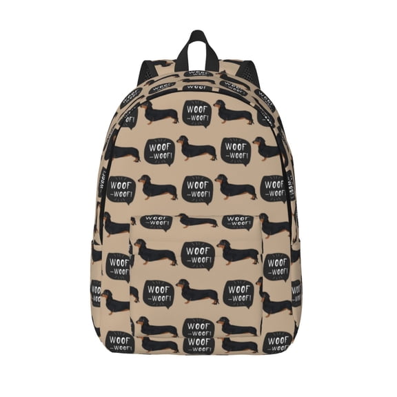 Defioc Dachshund Dog Woof for Canvas Backpack,Travel Rucksack Unisex Knapsack Laptop Backpack for Work & College -Medium