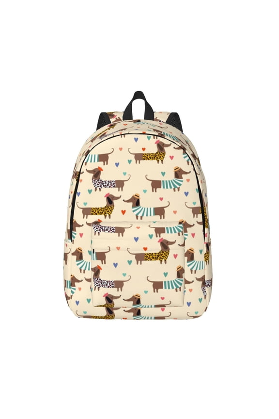 Dachshund Dog for Canvas Backpack,Travel Rucksack Unisex Knapsack Laptop Backpack for Work & College -Medium