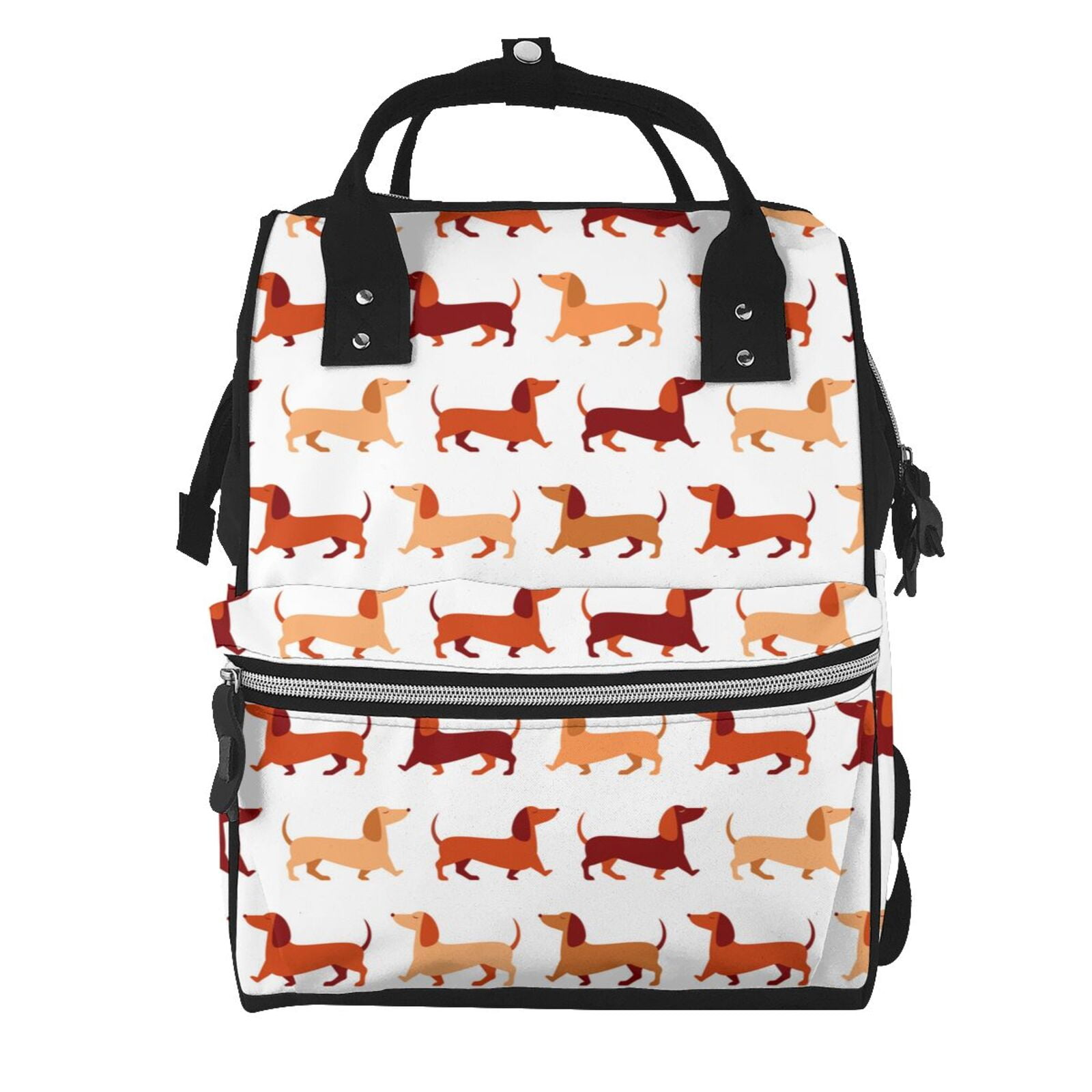 Defioc Dachshund Walking for Baby Diaper Bag Backpack - Baby Bag for Boys & Girls - Diaper Backpack - Large Travel Diaper Bags- Baby Registry Search & Shower Gifts