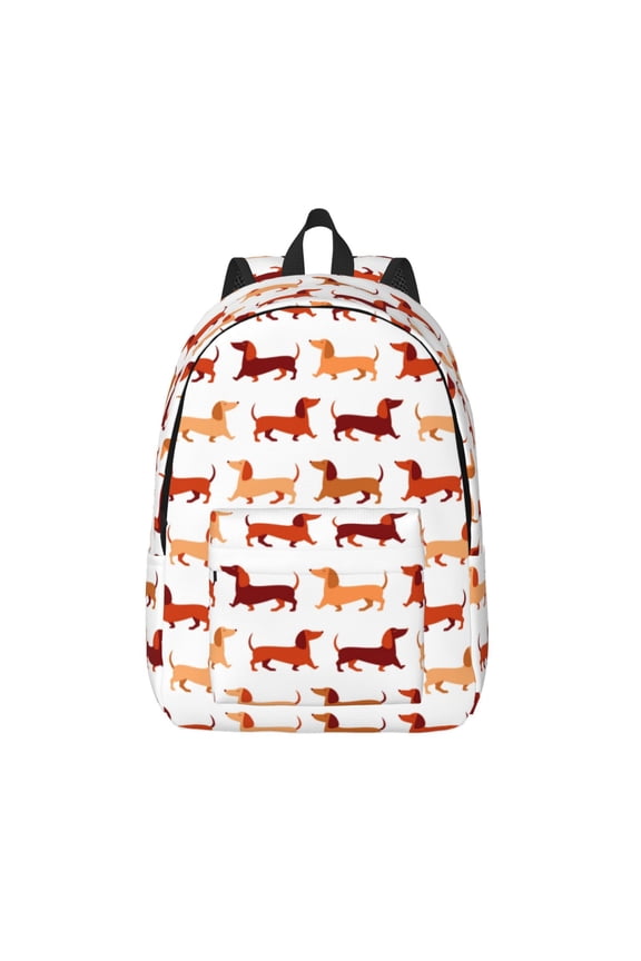 Dachshund Walking for Canvas Backpack,Travel Rucksack Unisex Knapsack Laptop Backpack for Work & College -Medium