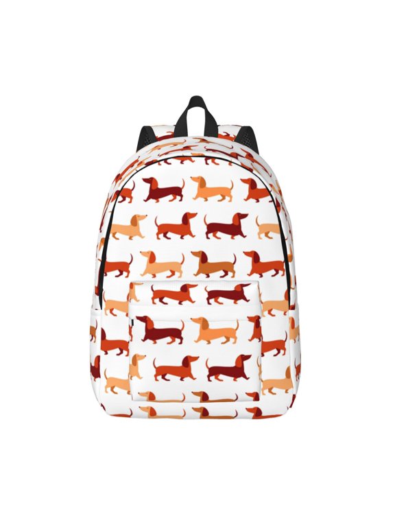 Dachshund Walking for Canvas Backpack,Travel Rucksack Unisex Knapsack Laptop Backpack for Work & College -Medium