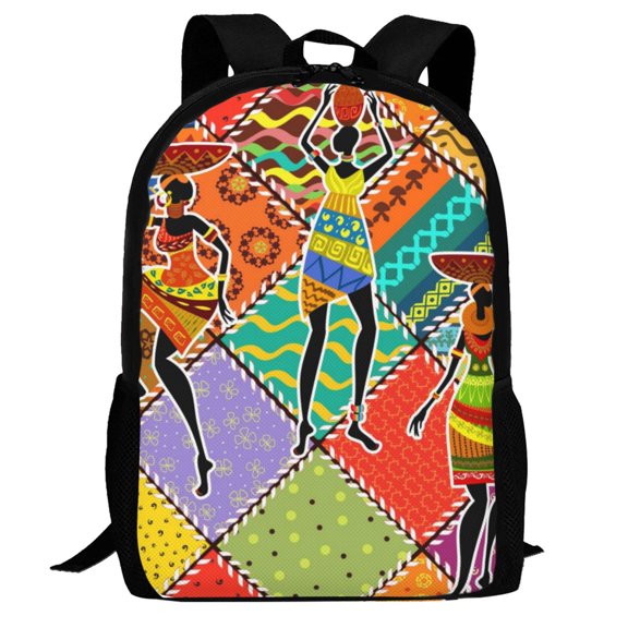 Defioc Dancing African Womans Pattern Carry on Backpack,16.5x12.5x5.5 Personal Item Bag Carry On Backpack Water Resistant Lightweight Daypack