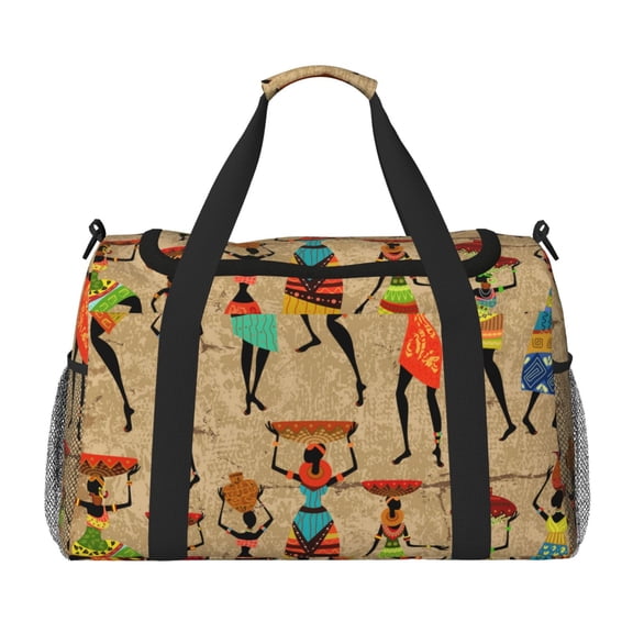Defioc Dancing African Women Print Hand Travel Bag - Foldable Travel Duffel Bags for Men Women -Sport Gym Bag - Overnight Travel Duffel Bag - Adjustable Shoulder Strap