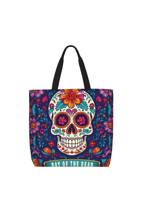 Dead Day Party Pattern Tote Bag for Women,Large Capacity Tote Bag with Zipper Casual Shoulder Handbags Shopping Bag