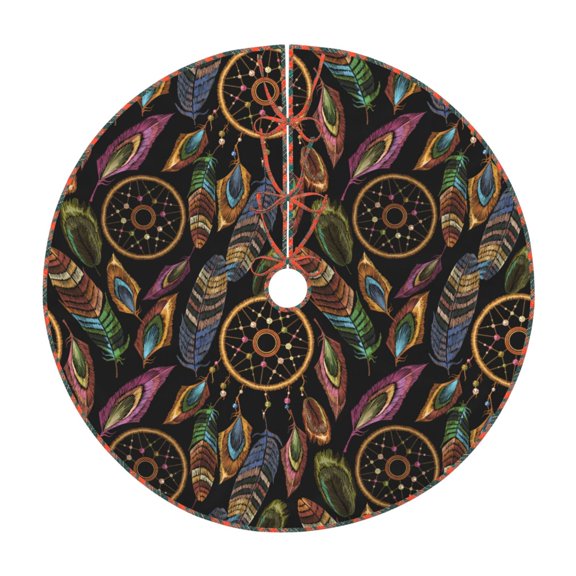 Defioc Decorative Feathers for Christmas Tree Skirt Snowman Xmas Tree Skirt Farmhouse Christmas Decorations Tree Mat for Holiday Party Decor-36"