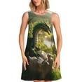 thumbnail image 1 of Defioc Deep Forest Stone Green Dragon Pattern Women's Summer Dresses 2025 Beach Casual Sleeveless Tank Loose Sundress Beach Vacation Clothes with Pocket -3X-Large, 1 of 7