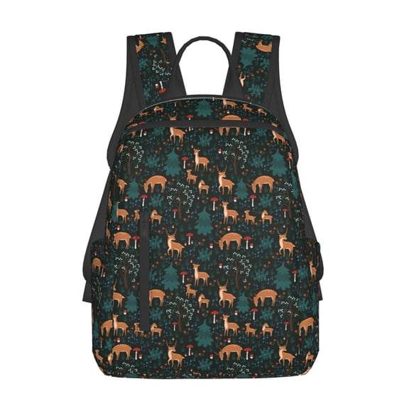 Defioc Deers In The Forest Pattern Travel Laptop Backpack,Lightweight Backpack Travel Hiking Daypack Backpack Work Bag for Men Women