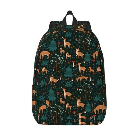 Defioc Deers In The Forest for Canvas Backpack,Travel Rucksack Unisex Knapsack Laptop Backpack for Work & College -Small