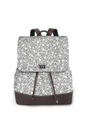 Dice Cubes Print PU Leather Backpack,Backpack Purse for Women Fashion Multipurpose Design Handbag Ladies Bags Travel Backpack