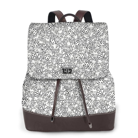 Defioc Dice Cubes Print PU Leather Backpack,Backpack Purse for Women Fashion Multipurpose Design Handbag Ladies Bags Travel Backpack