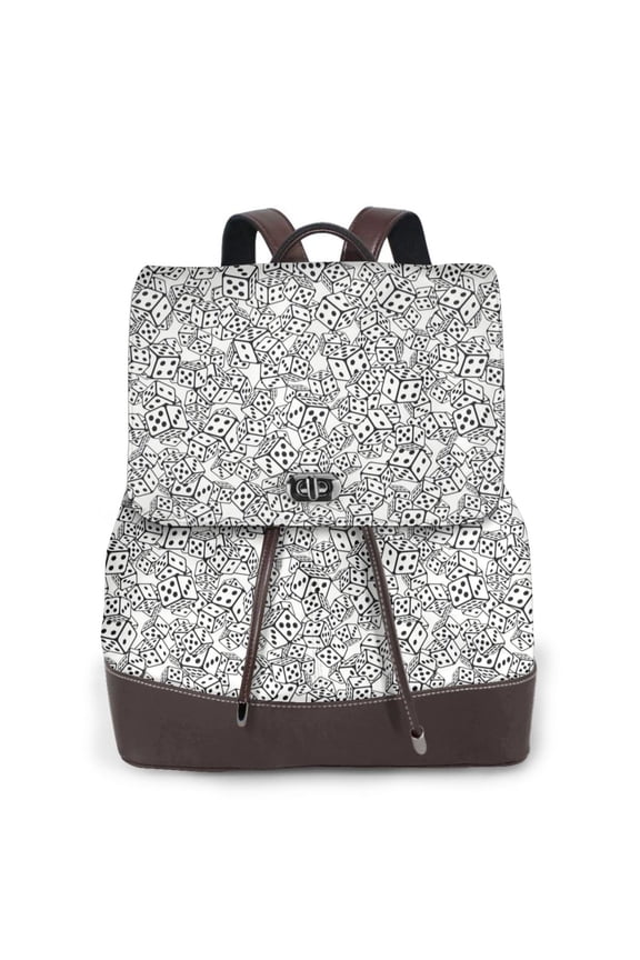 Dice Cubes Print PU Leather Backpack,Backpack Purse for Women Fashion Multipurpose Design Handbag Ladies Bags Travel Backpack
