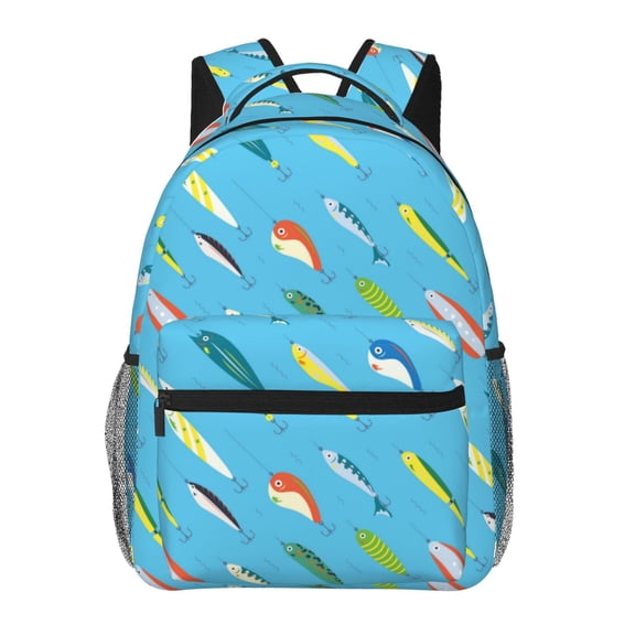 Defioc Different Color Fishing Bait Pattern Laptop Backpack,Travel Backpack Outdoor Activities Bag Daypack for Travel Hiking Shopping Daily