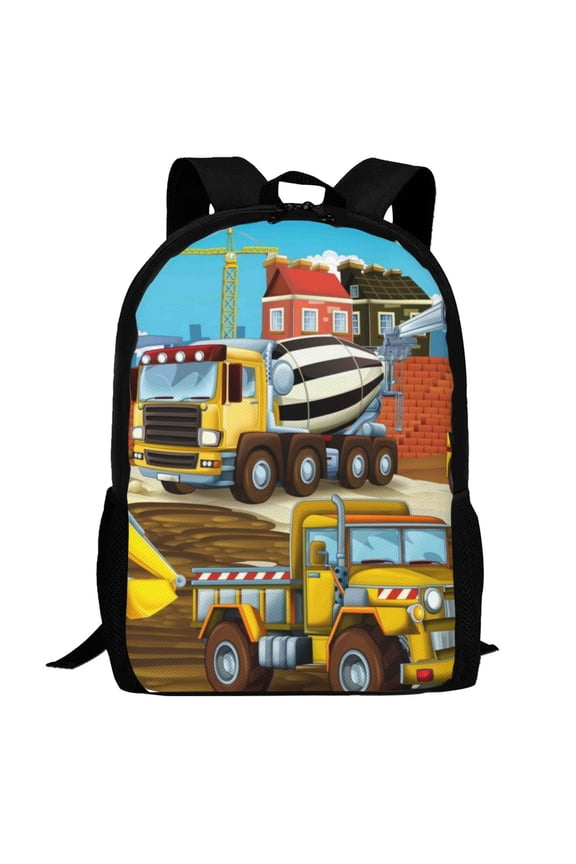 Different Construction Site Vehicles Pattern Carry on Backpack,16.5x12.5x5.5 Personal Item Bag Carry On Backpack Water Resistant Lightweight Daypack