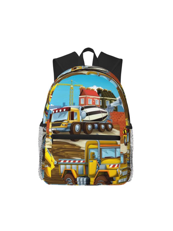 Different Construction Site Vehicles Pattern Laptop Backpack for Men and Women,Casual Backpack Dayback Sports Bookbag for Travel Running Hiking