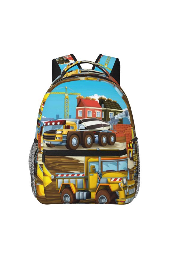 Different Construction Site Vehicles Pattern Laptop Backpack,Travel Backpack Outdoor Activities Bag Daypack for Travel Hiking Shopping Daily