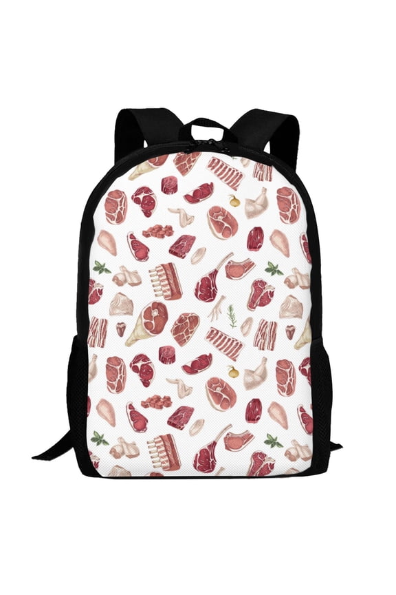 Different Meat Pattern Carry on Backpack,16.5x12.5x5.5 Personal Item Bag Carry On Backpack Water Resistant Lightweight Daypack