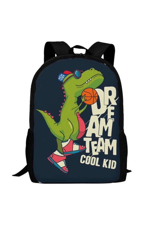 Dinosaur Basketball Player Pattern Carry on Backpack,16.5x12.5x5.5 Personal Item Bag Carry On Backpack Water Resistant Lightweight Daypack