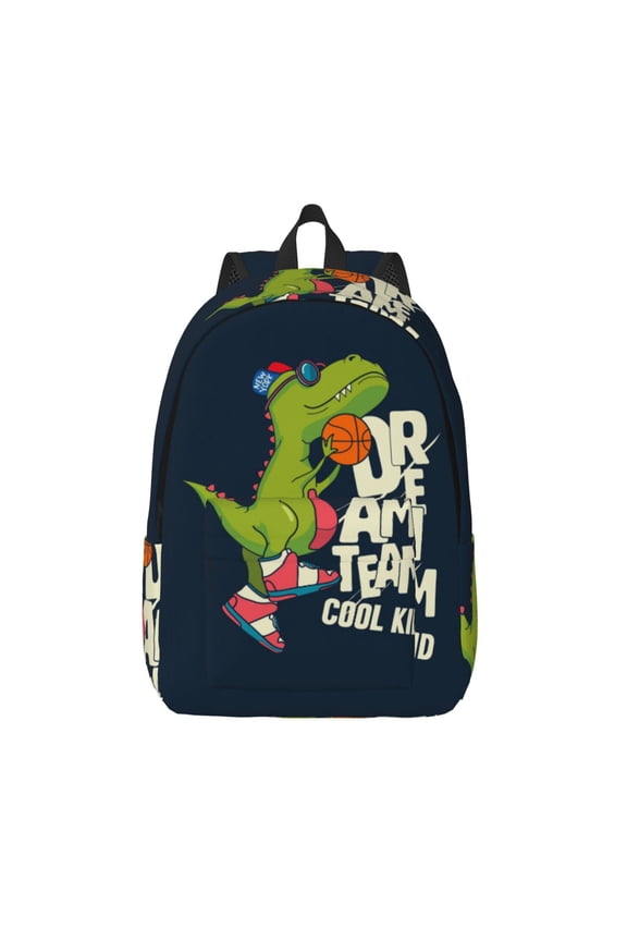 Dinosaur Basketball Player for Canvas Backpack,Travel Rucksack Unisex Knapsack Laptop Backpack for Work & College -Small