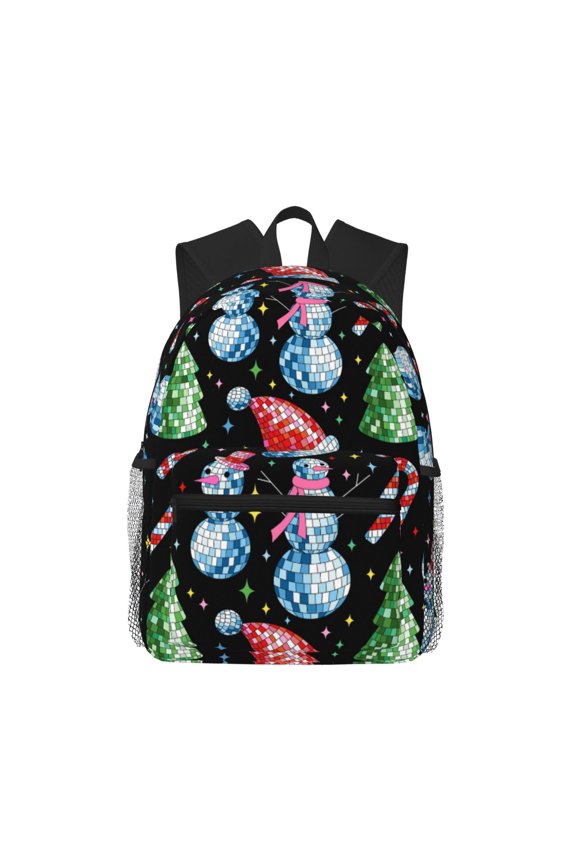 Disco Mirror Ball Snowman Pattern Laptop Backpack for Men and Women,Casual Backpack Dayback Sports Bookbag for Travel Running Hiking