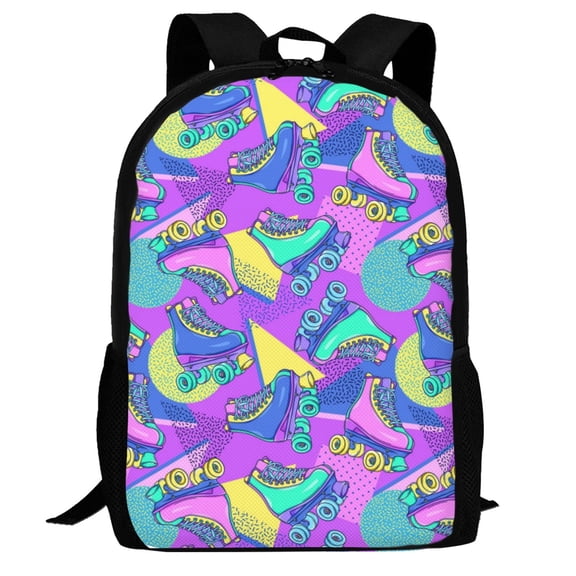 Defioc Disco Roller Skates Pattern Carry on Backpack,16.5x12.5x5.5 Personal Item Bag Carry On Backpack Water Resistant Lightweight Daypack