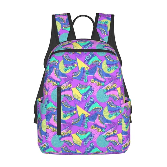 Defioc Disco Roller Skates Pattern Travel Laptop Backpack,Lightweight Backpack Travel Hiking Daypack Backpack Work Bag for Men Women