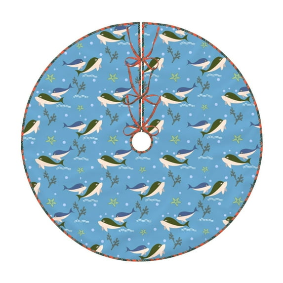 Defioc Dolphin Lovers for Christmas Tree Skirt Snowman Xmas Tree Skirt Farmhouse Christmas Decorations Tree Mat for Holiday Party Decor-36"