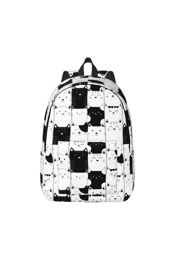 Doodle Cute Cat for Canvas Backpack,Travel Rucksack Unisex Knapsack Laptop Backpack for Work & College -Medium