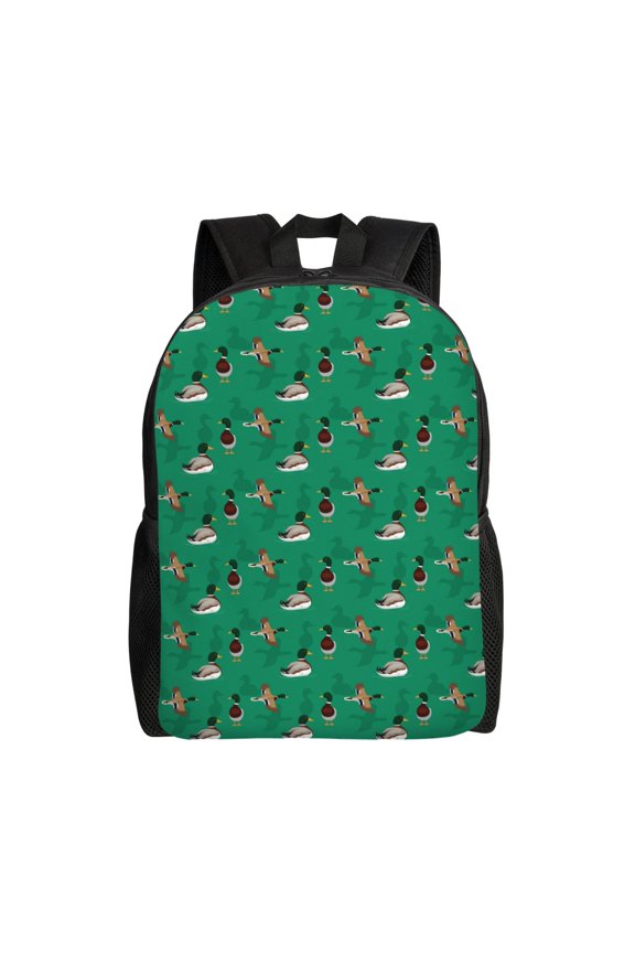 Duck Mallard Flying Pose Print Backpack -Travel,or Work Bookbag Daypacks with 15-Inch Laptop Sleeve and Dual Water Bottle Pockets