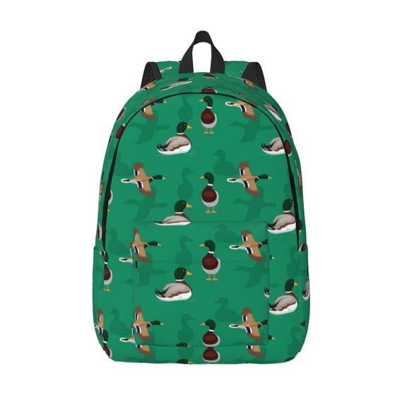 Defioc Duck Mallard Flying Pose for Canvas Backpack,Travel Rucksack Unisex Knapsack Laptop Backpack for Work & College -Small
