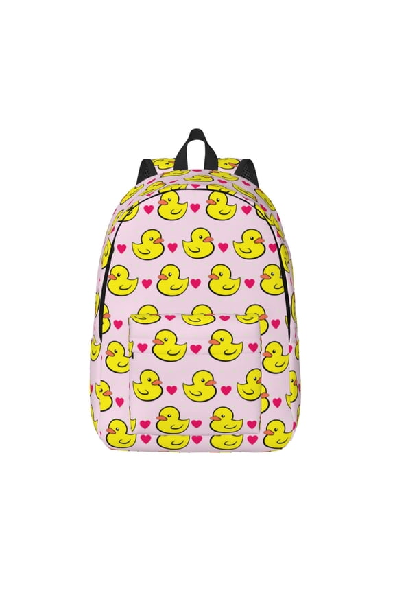Ducks And Pink Heart for Canvas Backpack,Travel Rucksack Unisex Knapsack Laptop Backpack for Work & College -Medium