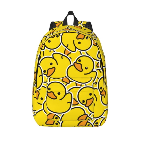 Defioc Ducky Cartoon Animal Yellow for Canvas Backpack,Travel Rucksack Unisex Knapsack Laptop Backpack for Work & College -Small
