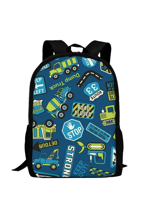 Dump Truck Pattern Carry on Backpack,16.5x12.5x5.5 Personal Item Bag Carry On Backpack Water Resistant Lightweight Daypack