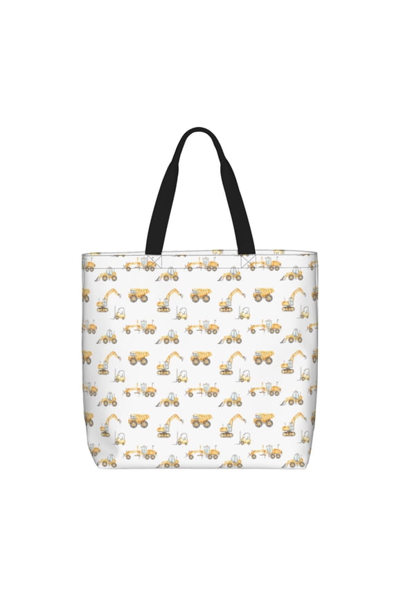 Dump Truck Pattern Tote Bag for Women,Large Capacity Tote Bag with Zipper Casual Shoulder Handbags Shopping Bag