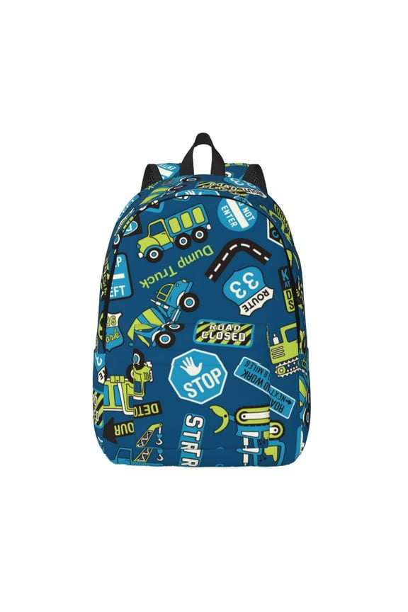 Dump Truck for Canvas Backpack,Travel Rucksack Unisex Knapsack Laptop Backpack for Work & College -Small