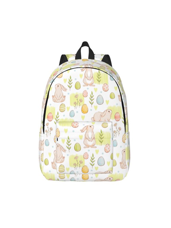 Easter Rabbit for Canvas Backpack,Travel Rucksack Unisex Knapsack Laptop Backpack for Work & College -Small