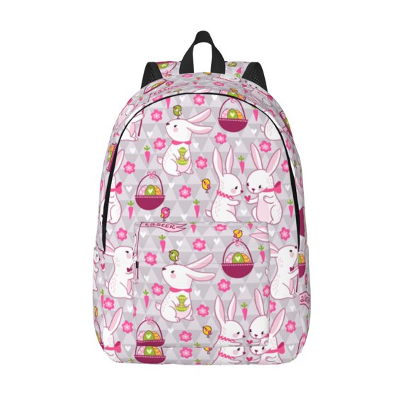 Defioc Easter Rabbit for Canvas Backpack,Travel Rucksack Unisex Knapsack Laptop Backpack for Work & College -Small