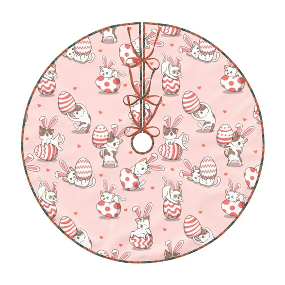 Defioc Easter Rabbit for Christmas Tree Skirt Snowman Xmas Tree Skirt Farmhouse Christmas Decorations Tree Mat for Holiday Party Decor-30"