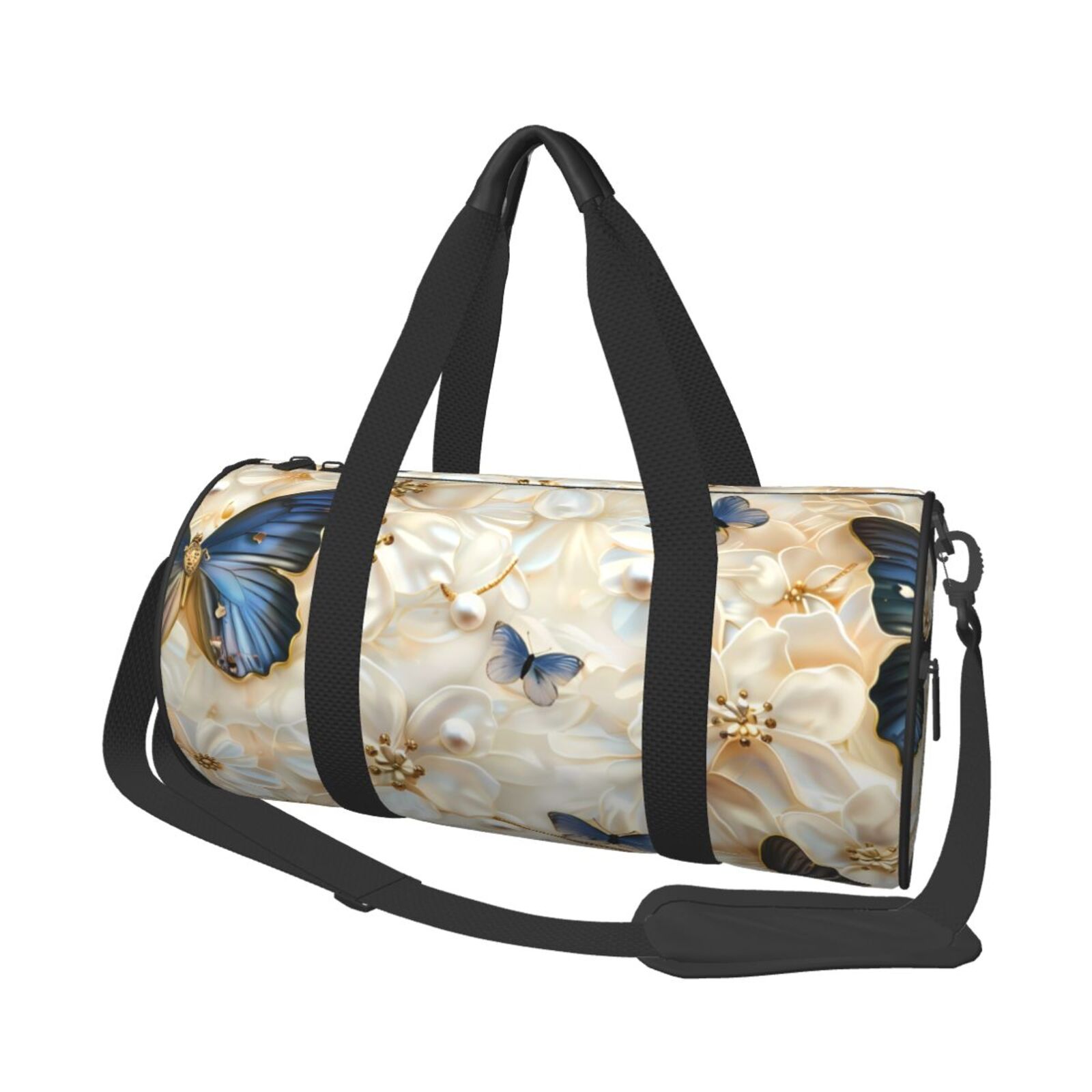 Defioc Elegant Butterflies And Pearls for Travel Duffle Bag,Weekender Bag Carry On Tote Bags Hospital Bag Large Capacity Sport Gym Bag for Men Women Fit for Trave, Gym,Weekend